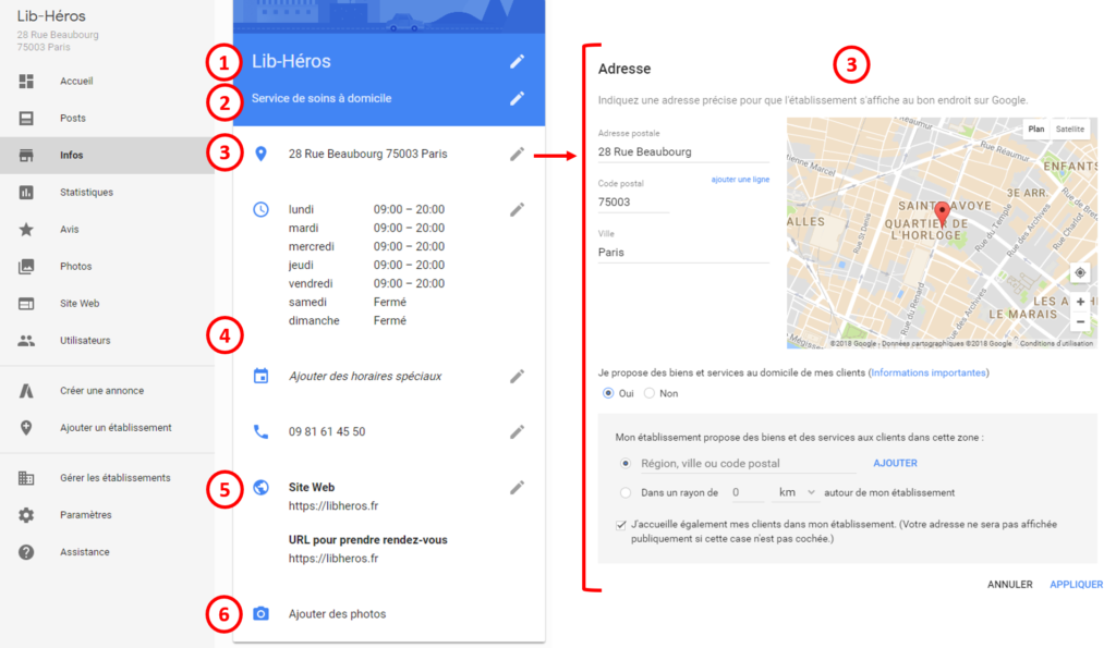 Compléter votre fiche de cabinet sur Google MyBusiness